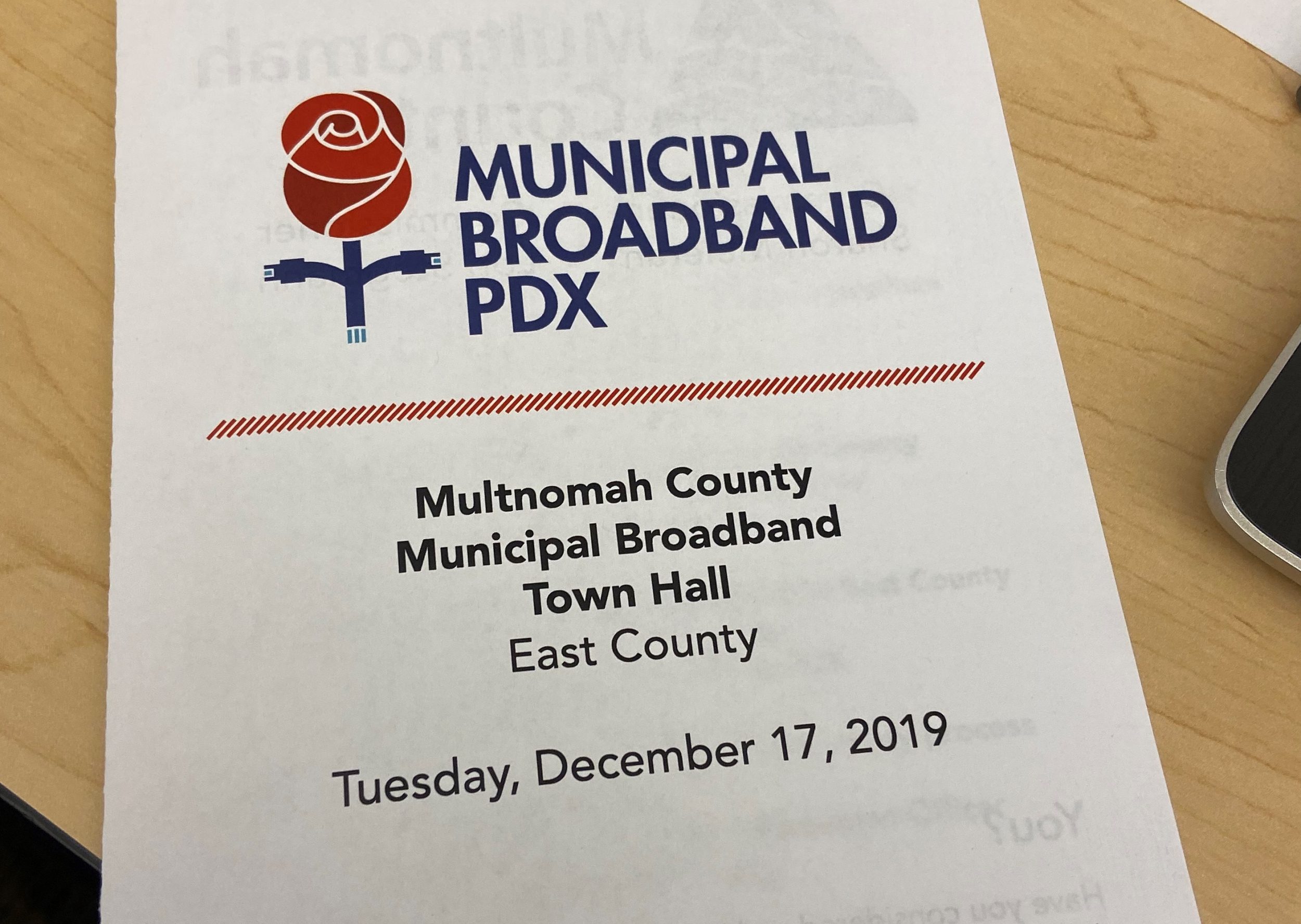 Municipal Broadband PDX handout from meeting on Dec. 17